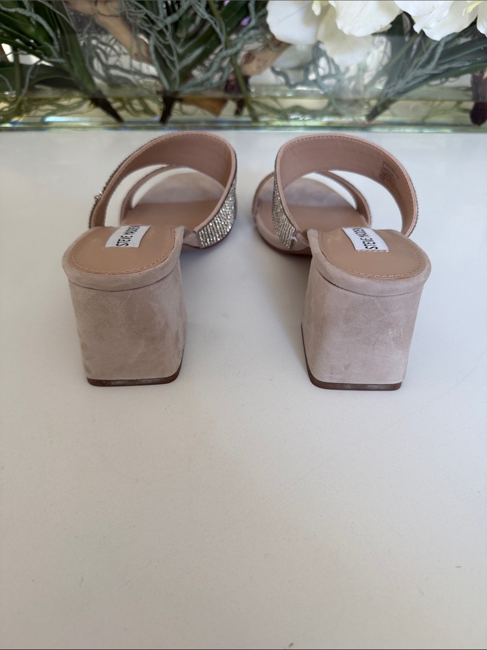 Steve Madden Nude Crystal Double Strap Mules - Picture 6 of 7